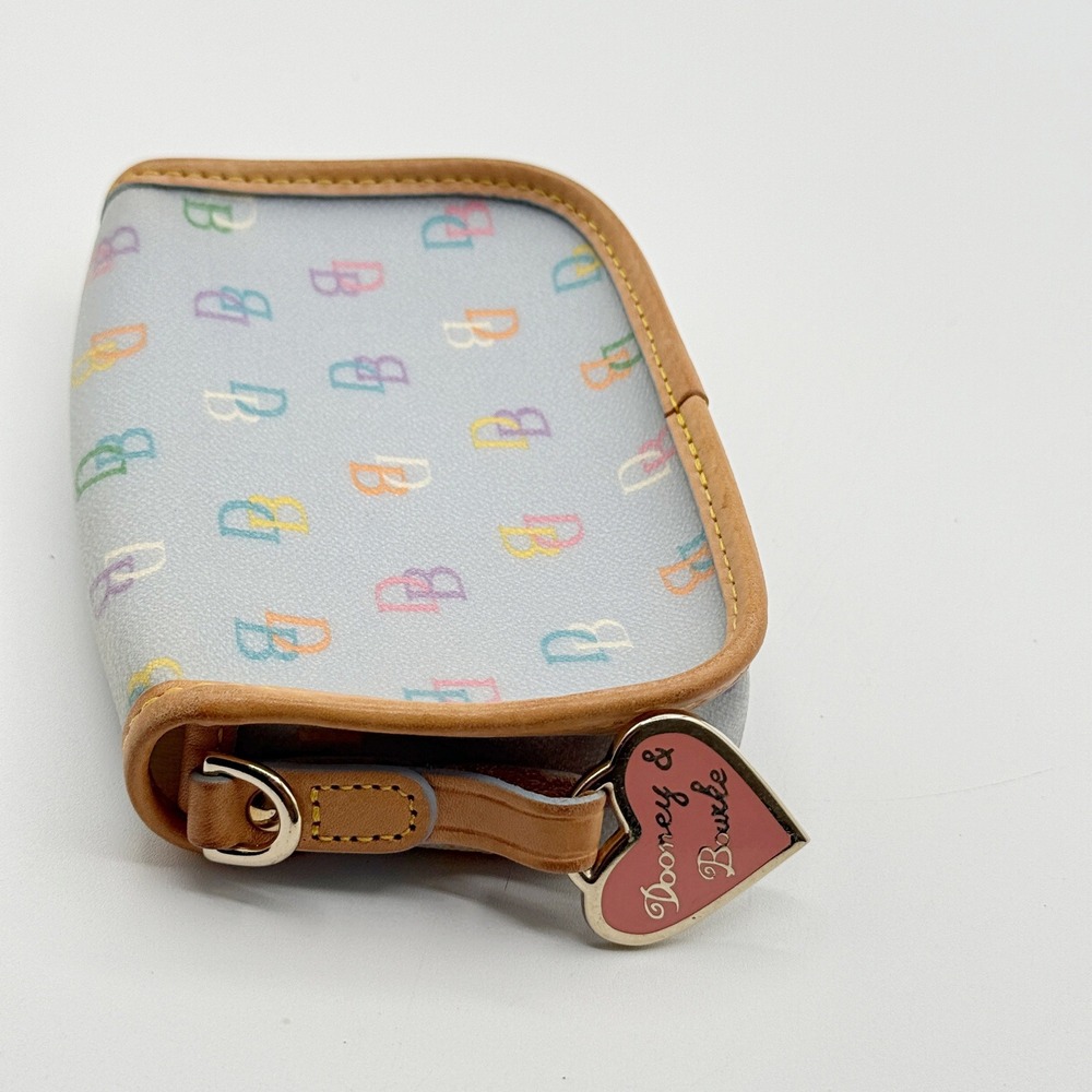Dooney & Bourke Rainbow Monogram Blue Coated Canvas Wristlet Pouch - Picture 3 of 9